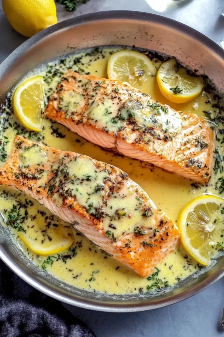 Baked Salmon with Lemon Butter Cream Sauce