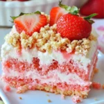 Strawberry Crunch Poke Cake