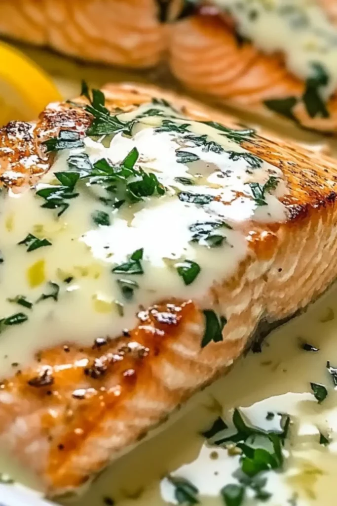 Baked Salmon with Lemon Butter Cream Sauce