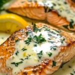 Baked Salmon with Lemon Butter Cream Sauce