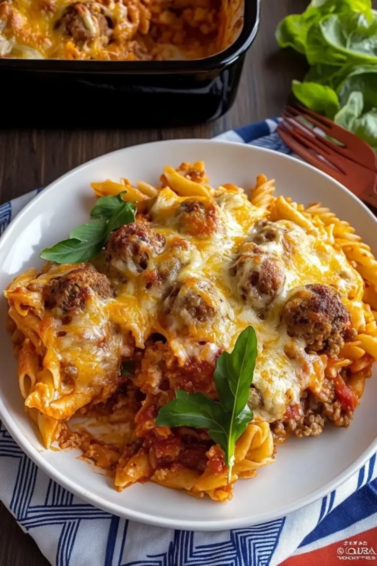 Cheesy Meatball Pasta Bake