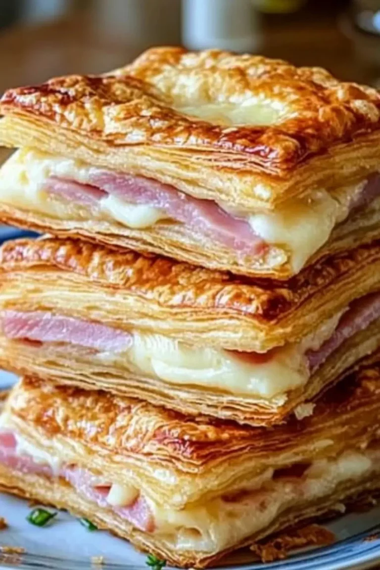 Crispy Ham & Cheese Puff Pastry Stacks