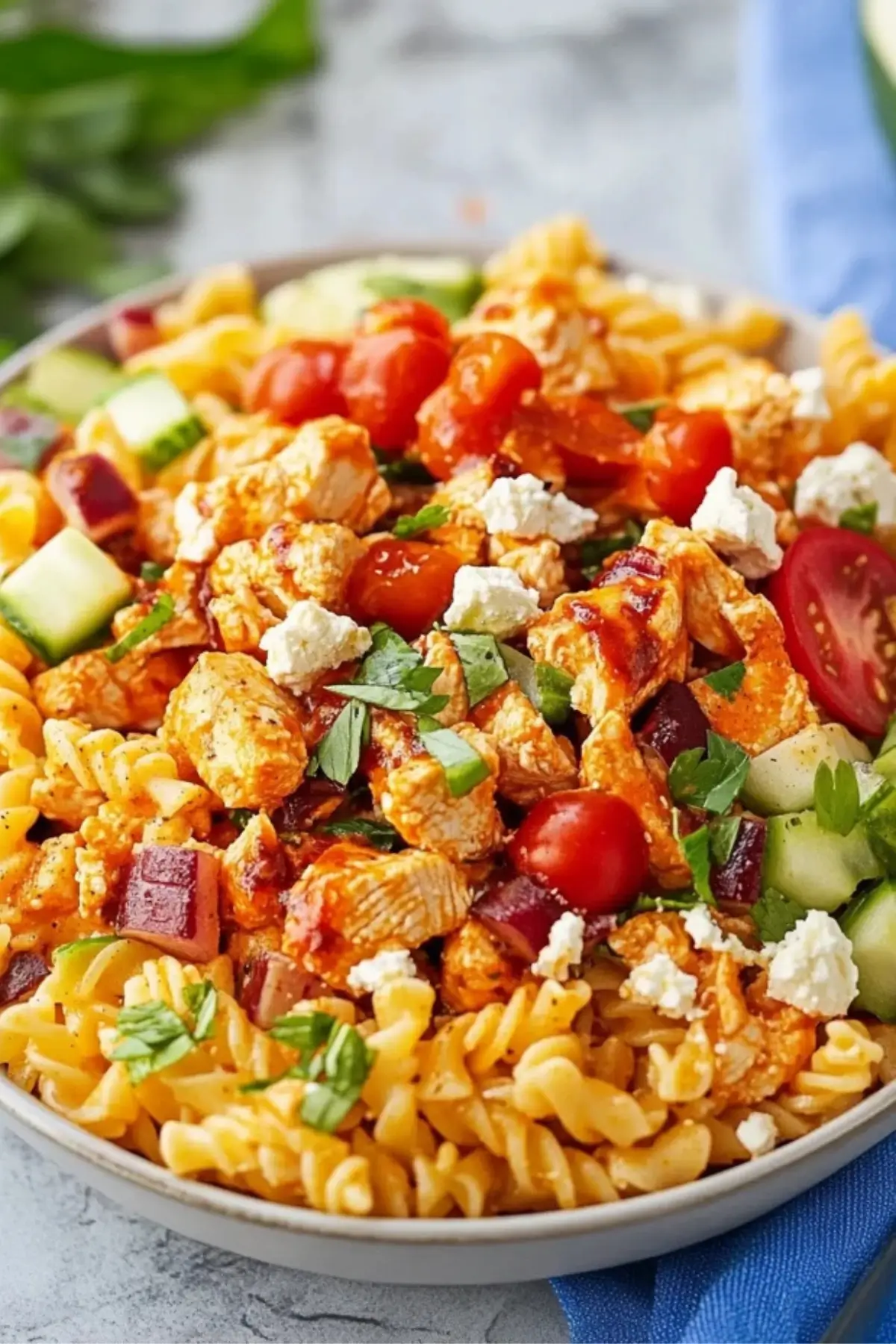Easy Buffalo Chicken Pasta Salad