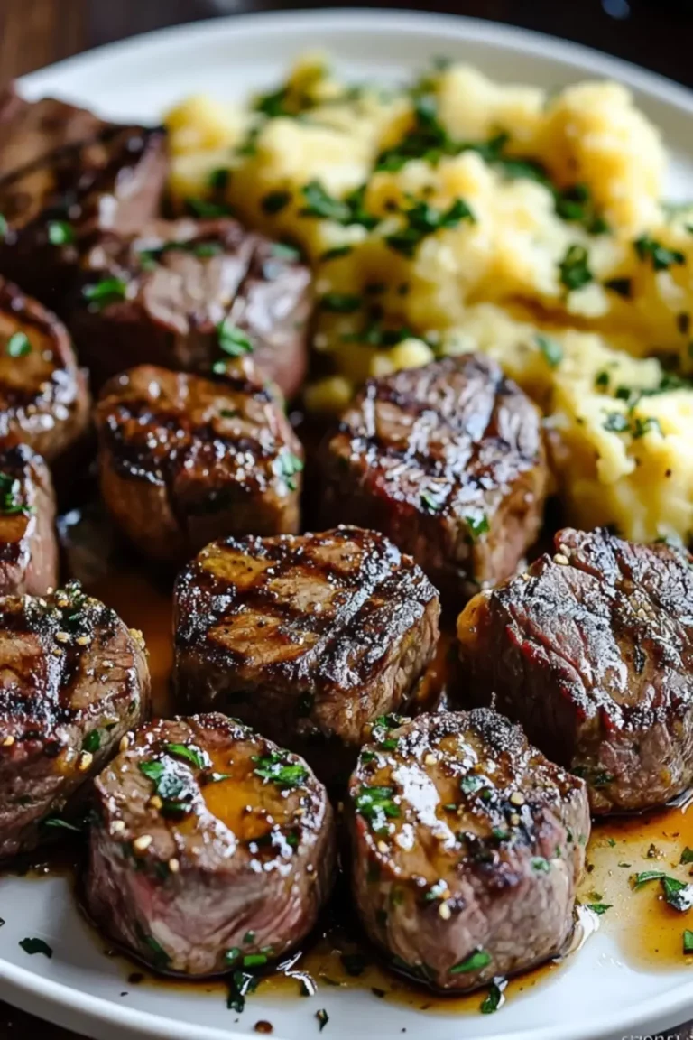 Garlic Butter Steak Bites Cheesy Smashed Potatoes