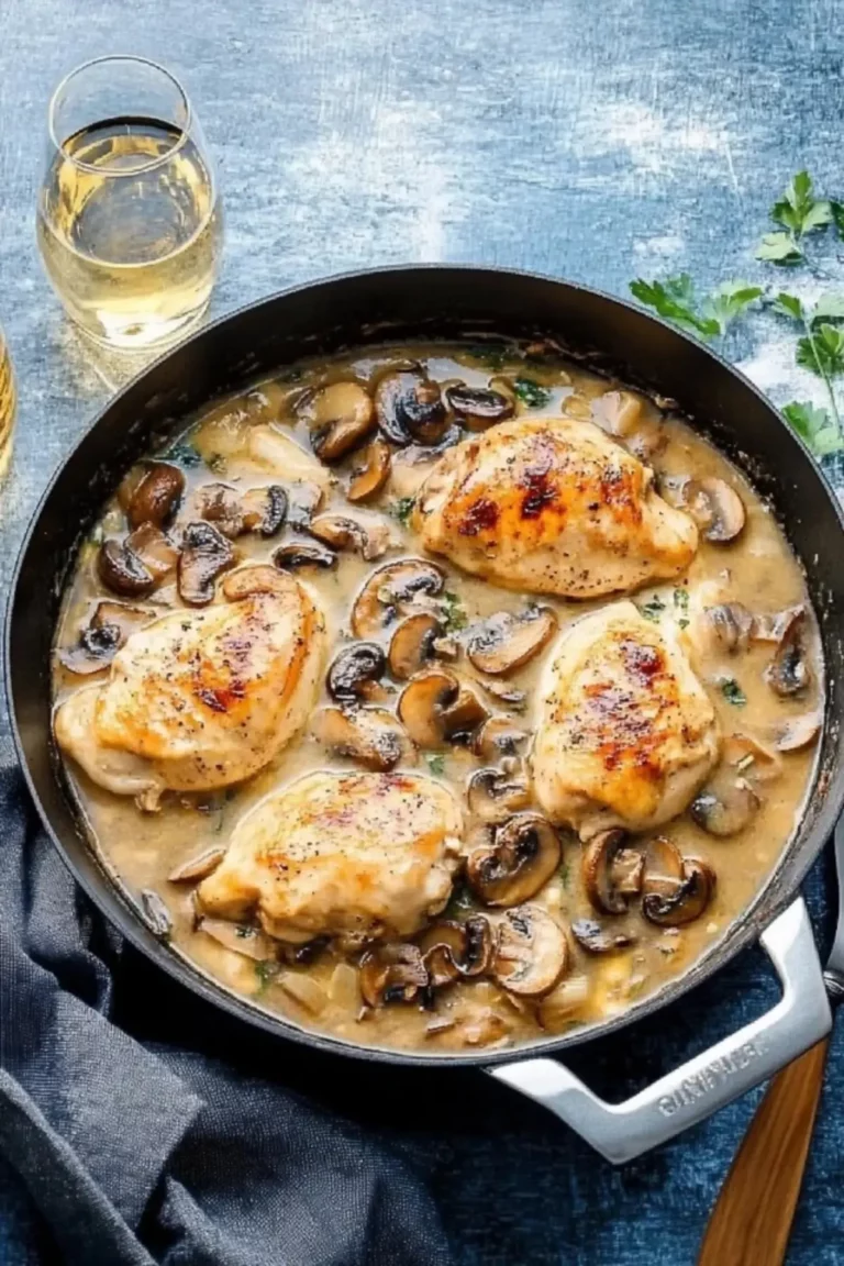 Skillet Chicken and Mushroom Wine Sauce