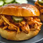 Slow Cooker Hot Honey Chicken Sandwiches