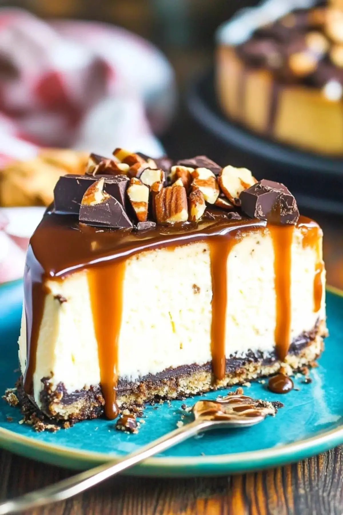 Turtle Cheesecake with Caramel & Chocolate