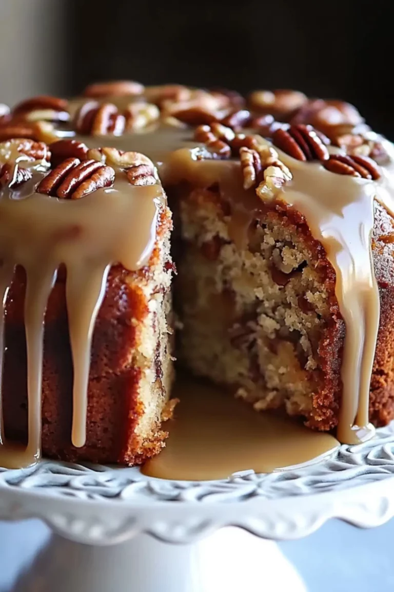 Apple Pecan Cake With Caramel Glaze