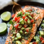 Baked Cilantro Lime Salmon with Avocado Salsa