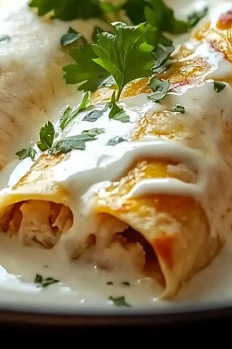 Delicious Chicken Enchiladas Sour and Cream White Sauce