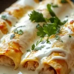 Delicious Chicken Enchiladas Sour and Cream White Sauce