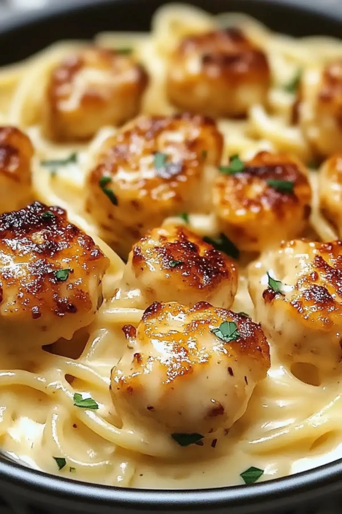 Garlic Butter Chicken Bites Creamy Parmesan Pasta