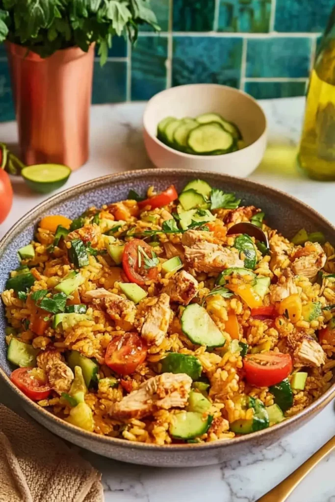 Middle Eastern Chicken Shawarma Crispy Rice Salad