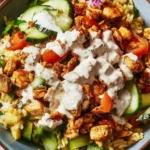 Middle Eastern Chicken Shawarma Crispy Rice Salad