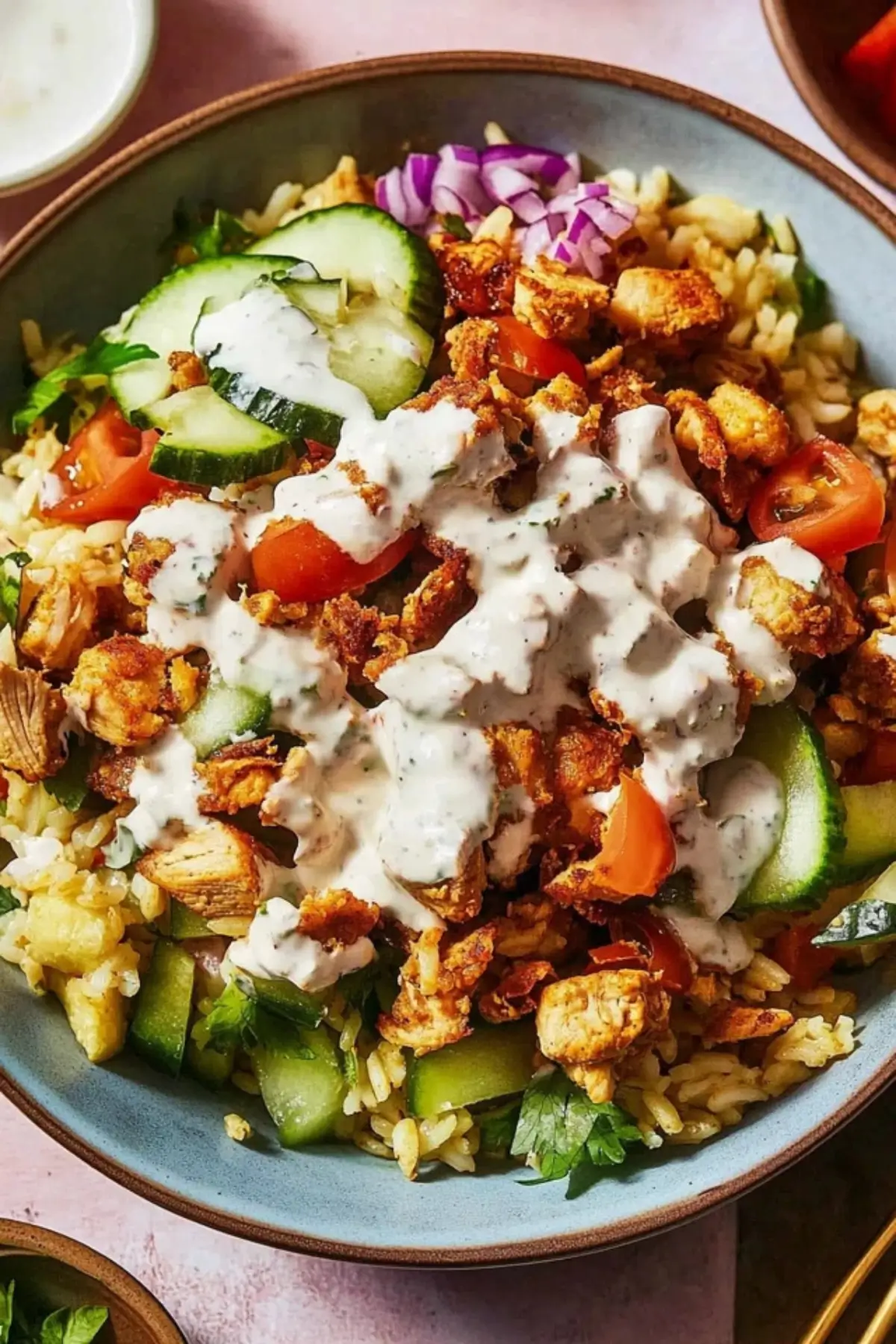 Middle Eastern Chicken Shawarma Crispy Rice Salad