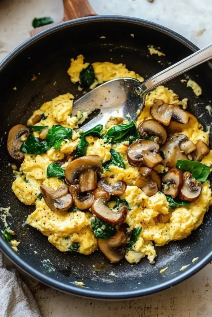 Mushroom Spinach Scrambled Eggs