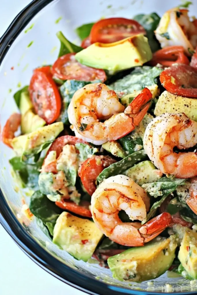 Shrimp Avocado and Spinach Salad