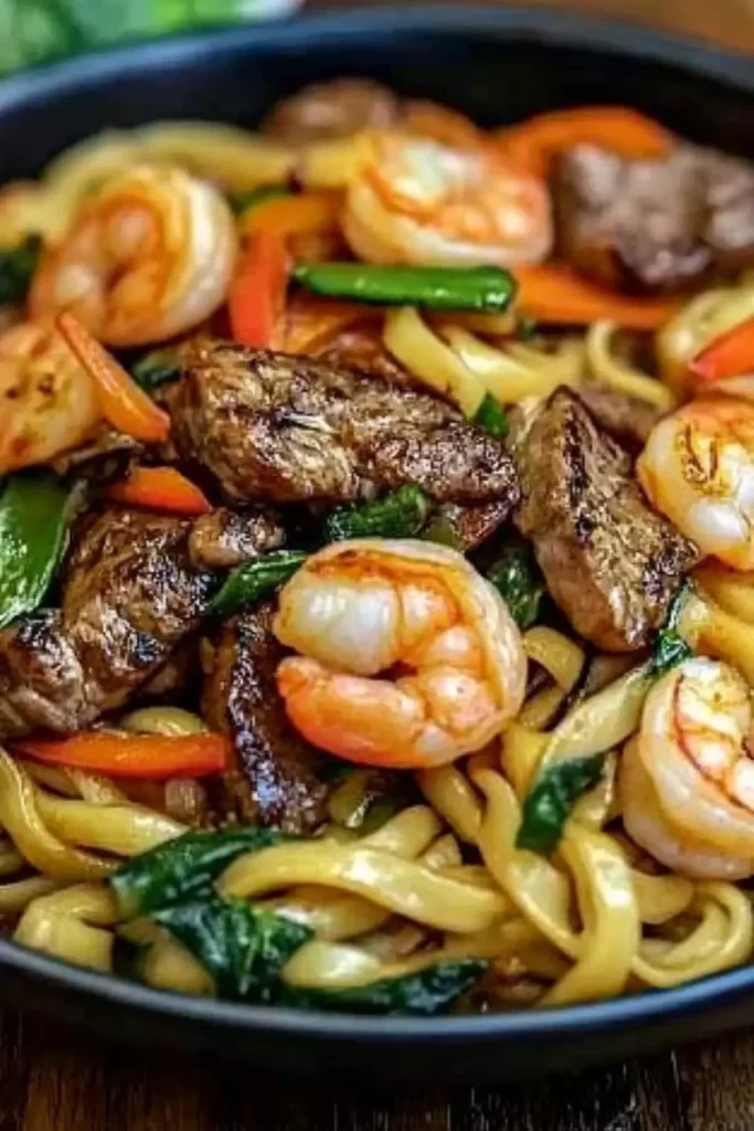 Steak And Shrimp Stir Fried Noodles