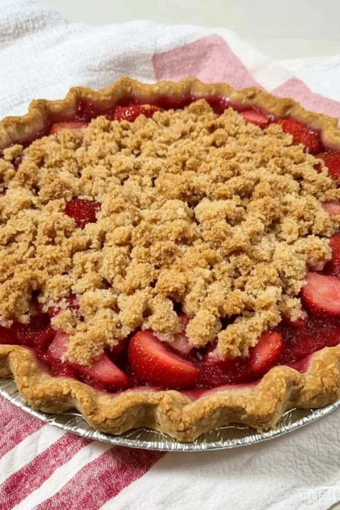 Strawberry Rhubarb Pie with Crumb Topping