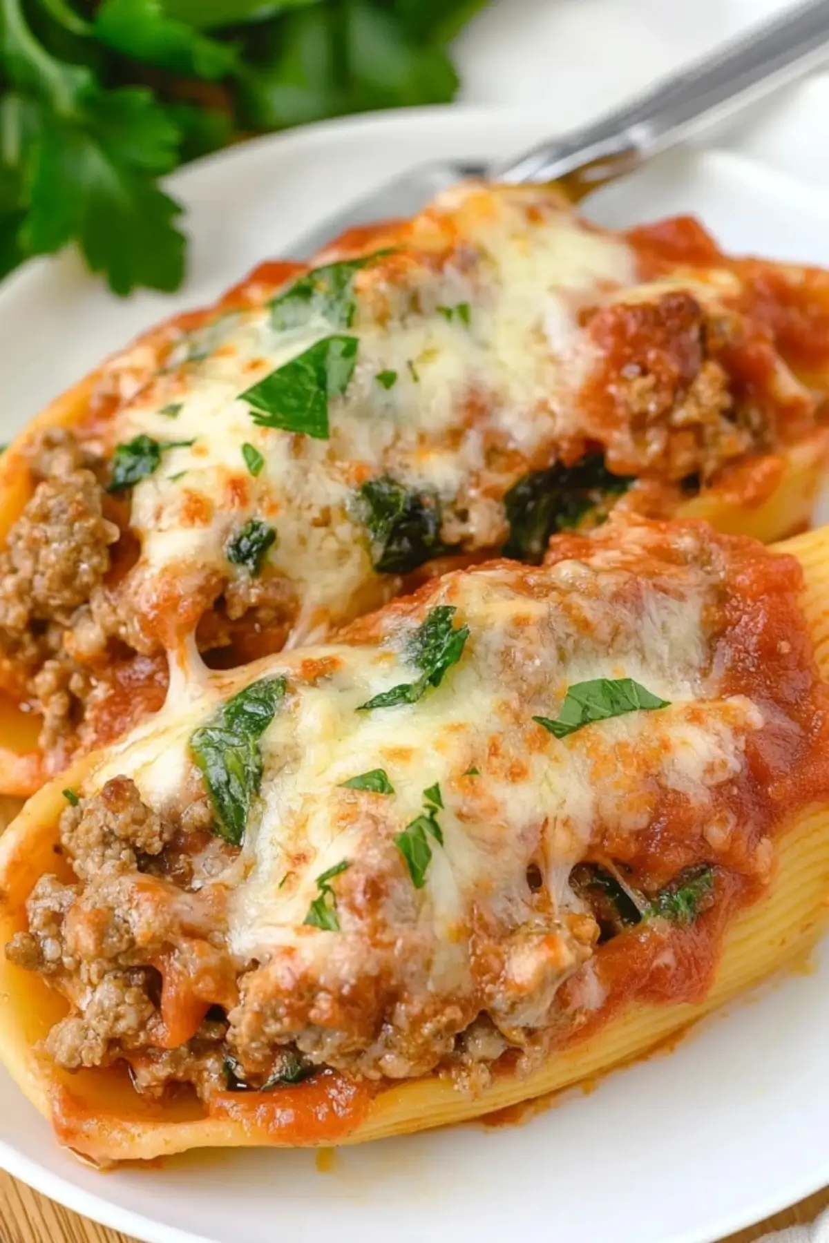 Stuffed Pasta Shells with Ground Beef Ricotta and Spinach