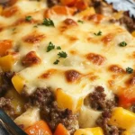 Amish Hamburger with Fall Veggies Bake