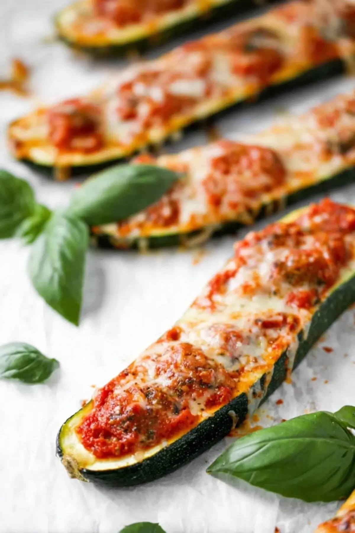 Cheesy Baked Zucchini with Marinara