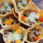 Cheesy Sausage Wonton Cups