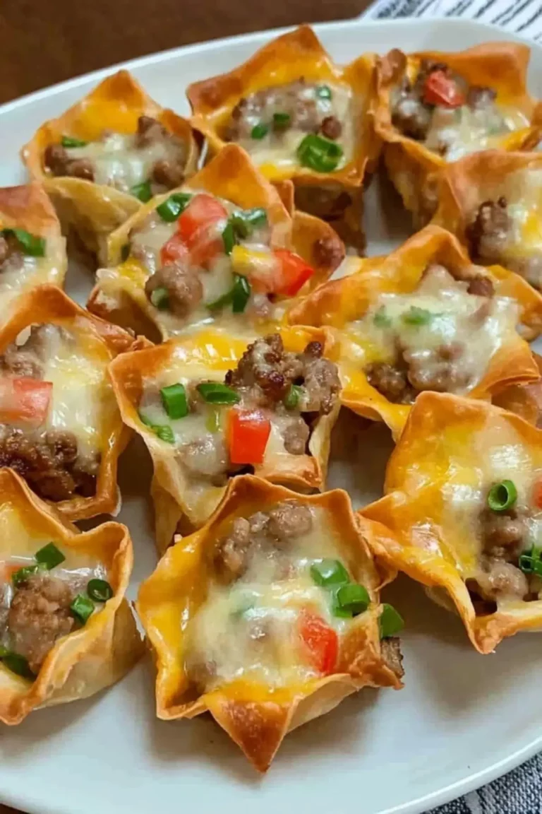 Cheesy Sausage Wonton Cups