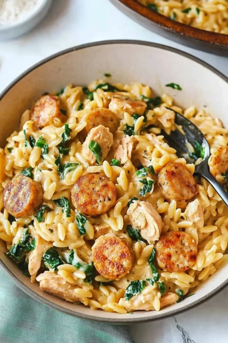 Creamy Chicken Sausage Orzo Skillet
