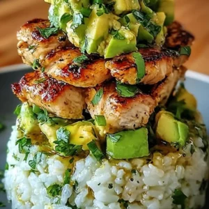 Honey Lime Chicken & Avocado Rice Stack