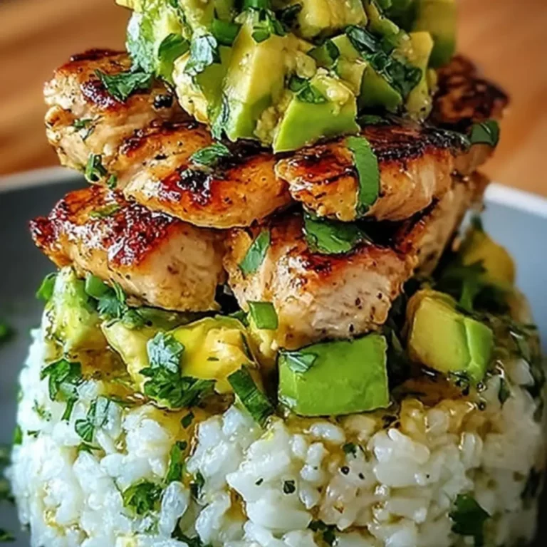Honey Lime Chicken & Avocado Rice Stack