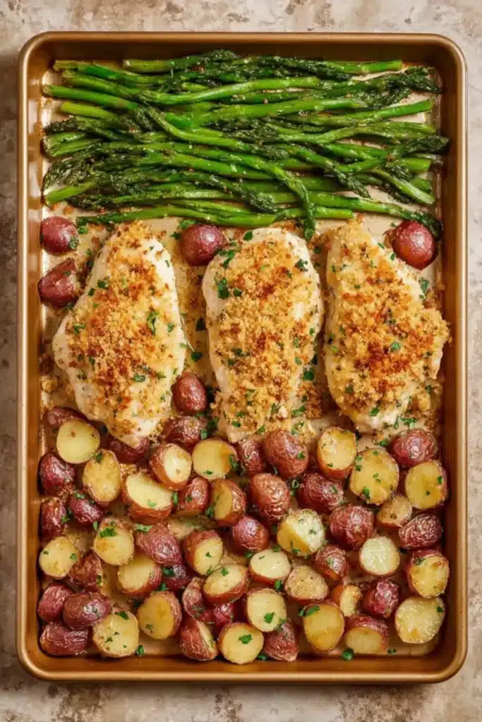 Parmesan Crusted Chicken Sheet Pan Dinner