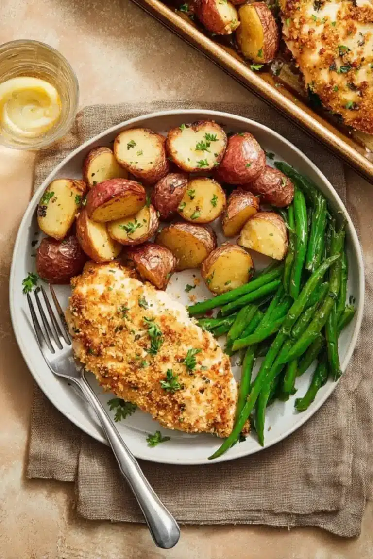 Parmesan Crusted Chicken Sheet Pan Dinner