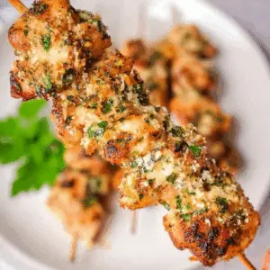Air Fryer Garlic Parmesan Chicken Skewers