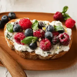 Berries & Basil Cream Cheese Toast