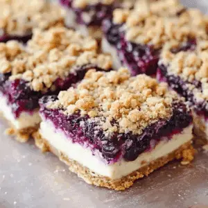 Blueberry Crisp Cheesecake Bars