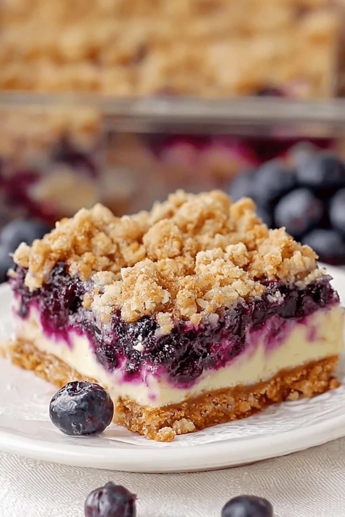 Blueberry Crisp Cheesecake Bars