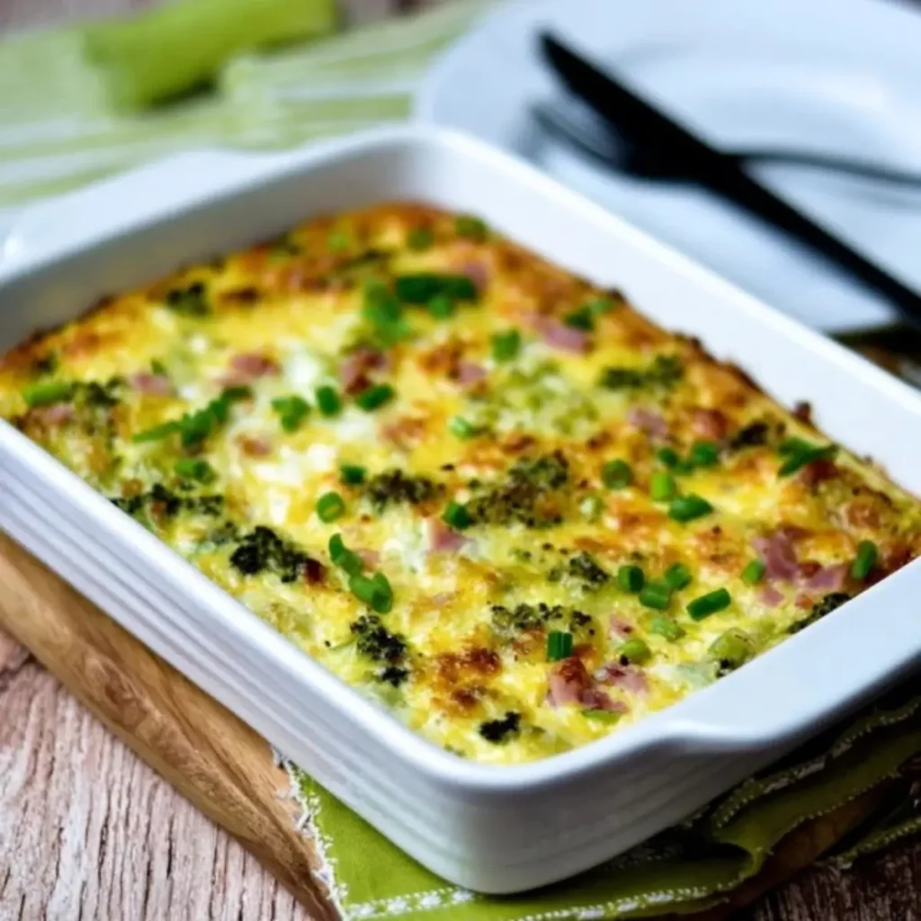 Broccoli Ham Mozzarella Egg Bake