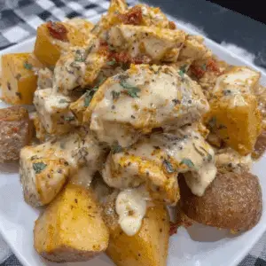 Crockpot Garlic Parmesan Chicken Potatoes