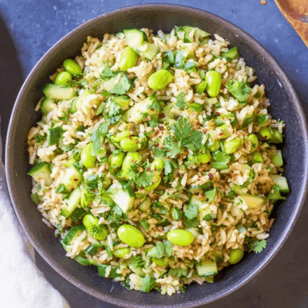 Cucumber Edamame Rice Salad