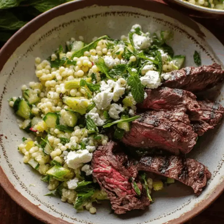 Grilled Skirt Steak with Lemon Herb Couscous Salad