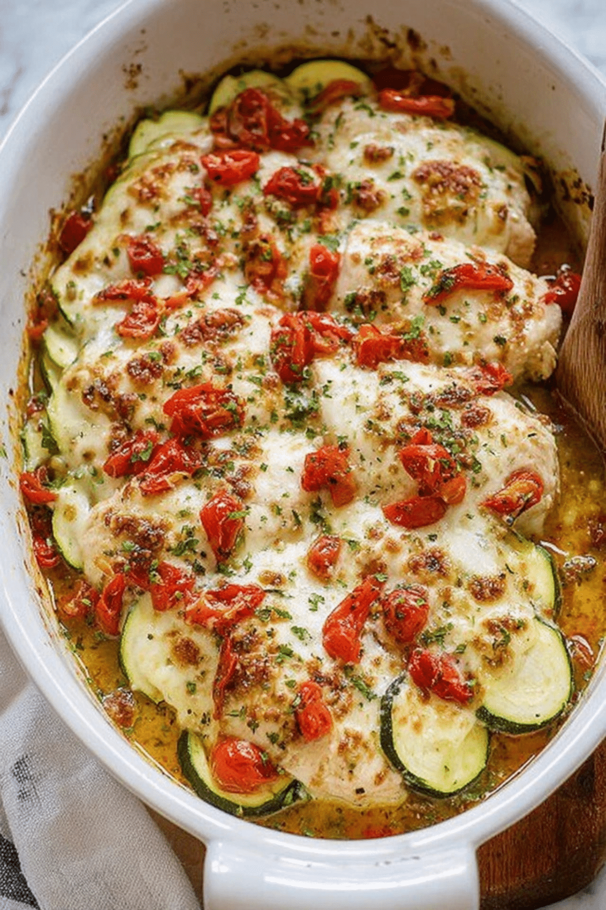 Mediterranean Chicken Zucchini Bake