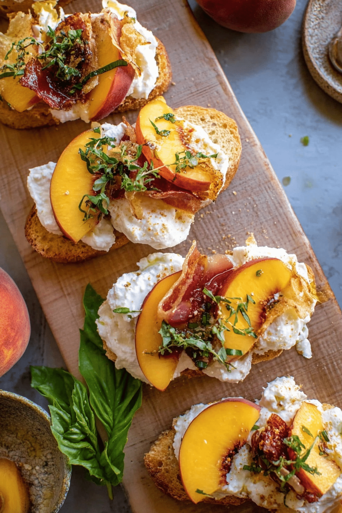 Peach Burrata Parmesan Crostini