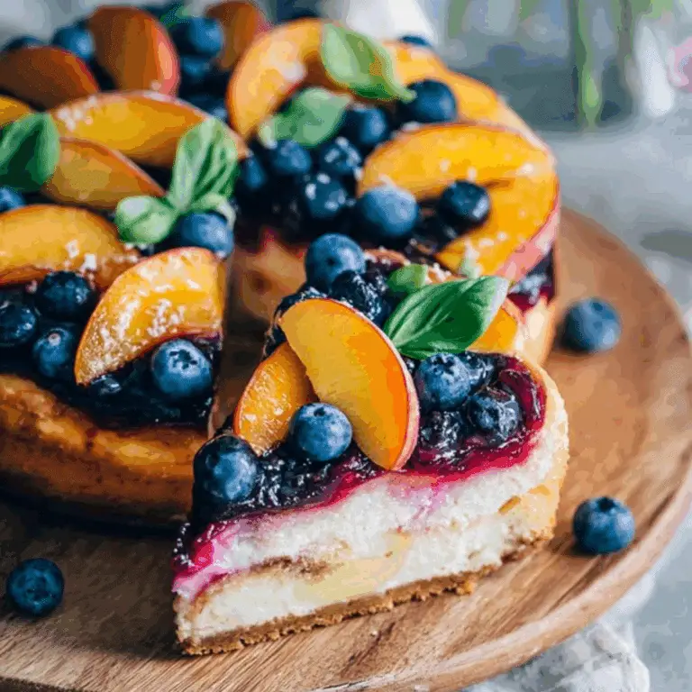 Summer Berry and Peach Cheesecake