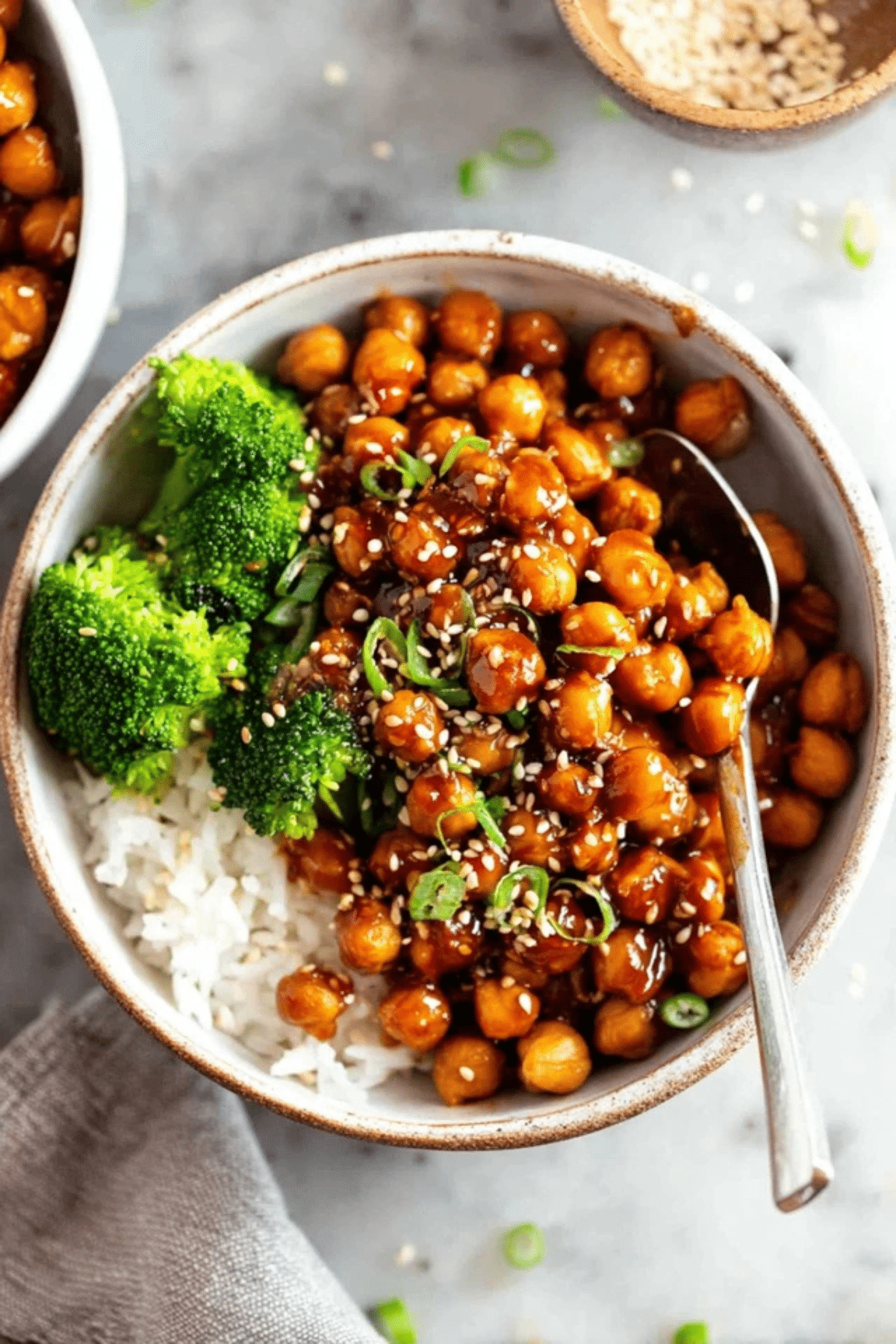 Vegan Sticky Sesame Chickpeas
