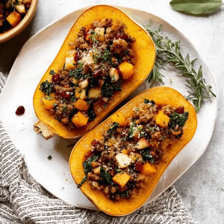 Apple Sausage Stuffed Butternut Squash