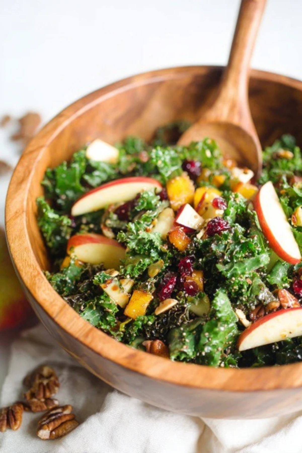 Autumn Kale Salad with Maple Balsamic Vinaigrette