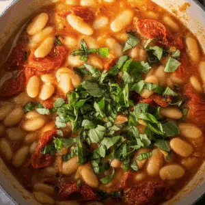 Burst Tomato Basil Butter Beans