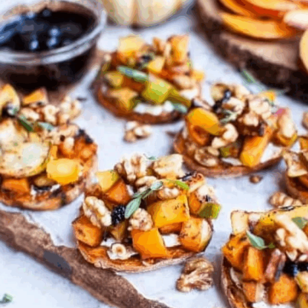 Fall Bruschetta On Sweet Potato Crostini