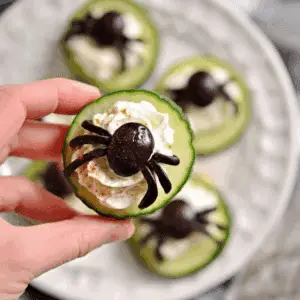 Keto Spider Cucumber Appetizer Bites
